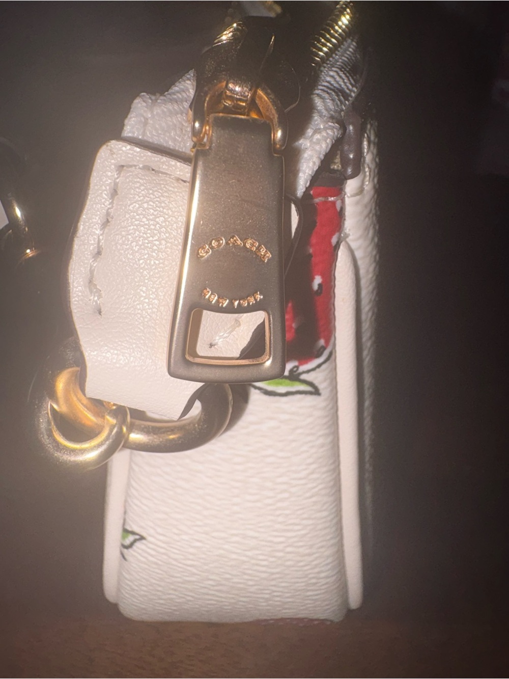 Coach White Strawberry Print Wristlet with Gold Hardware - Picture 5 of 6